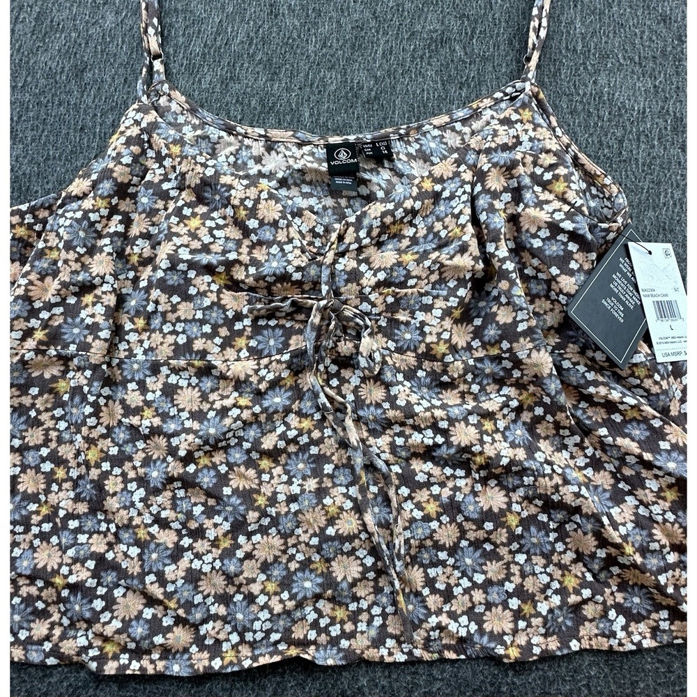 Volcom Shirt Womens Large 10 Multicolor Floral Cami Naw Beach Blouse Top New